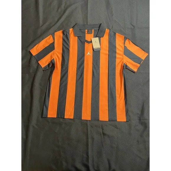 Jordan Men's Orange Black Striped Golf Polo Shirt Size L
