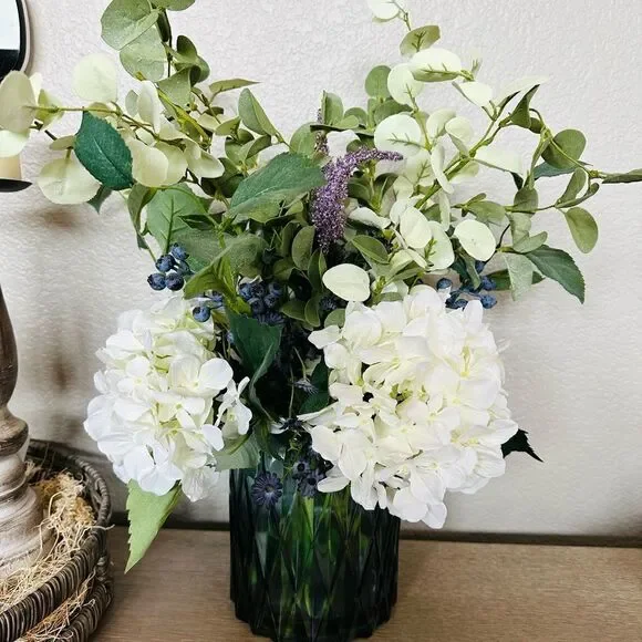 Farmhouse Floral Centerpiece Eucalyptus Lavender Hydrangea Blueberry