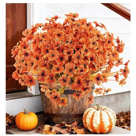 BRAND NEW Krissing 48 Bundles Outdoor Artificial Flowers UV Resistant Fake