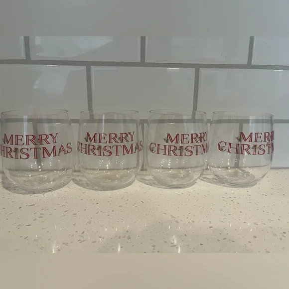 Threshold Merry Christmas Stemless Wine Glasses - Set of 4