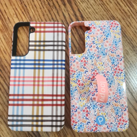 Loopy Case Multicolor Plaid and Floral Phone Cases. USED.. Fits Samsung S22 PLUS