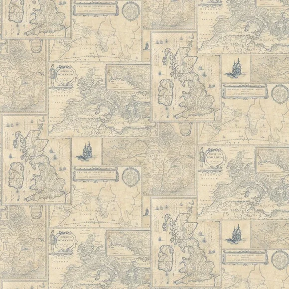 Mulberry Home Bohemian Travels‎ Indigo Wallpaper FG077 H10.0 11 yards