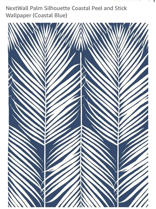 Palm Silhouette Peel & Stick Wallpaper - Coastal Blue and White