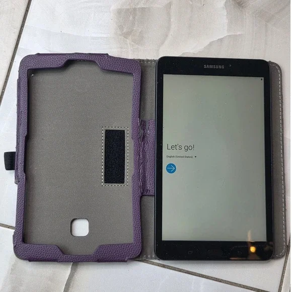 Samsung Galaxy Tab A 8.0 SM-T380 16GB Black Tablet with Purple Fintie Case W1