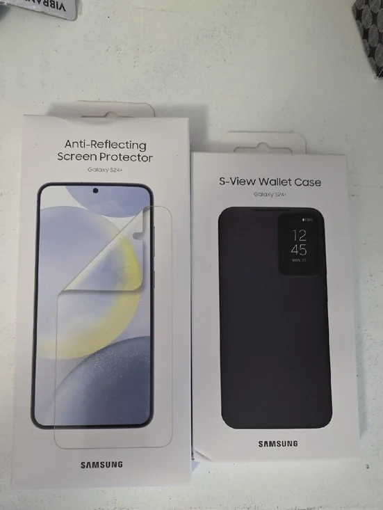 Samsung S-View Wallet Case & Anti-Reflecting Screen Protector - Black