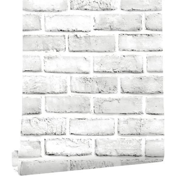 Home White Gray Peel and Stick Wallpaper Brick Contact Paper 120” ×18” Faux 3D B
