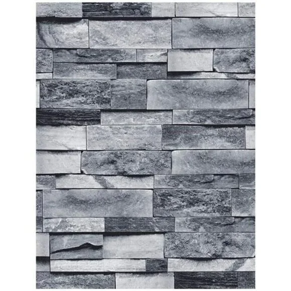 Vintage Gray Brick Peel and Stick Wallpaper Textured Faux Stone 17x236 Inch
