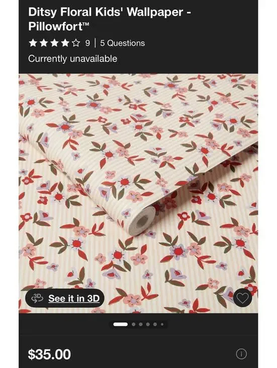 Pillowfort Ditsy Floral Wallpaper NWT