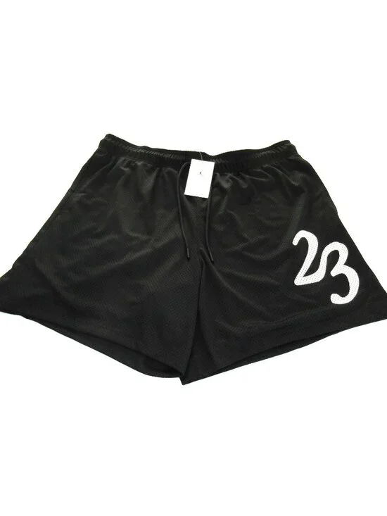 Jordan Men's MVP Mesh 23 Gym Shorts Double Black White Standard Fit NWT
