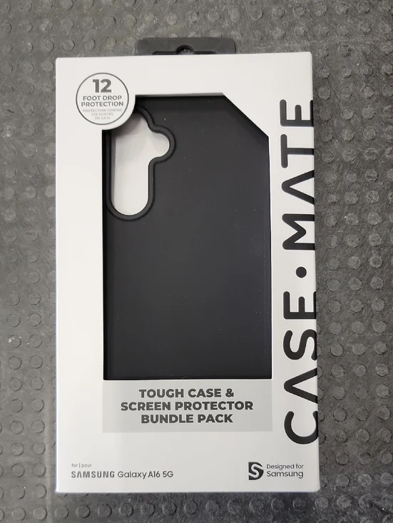 Case-Mate Bunsle Samsung A16 Black Tough Case & Screen Protector Bundle Pack