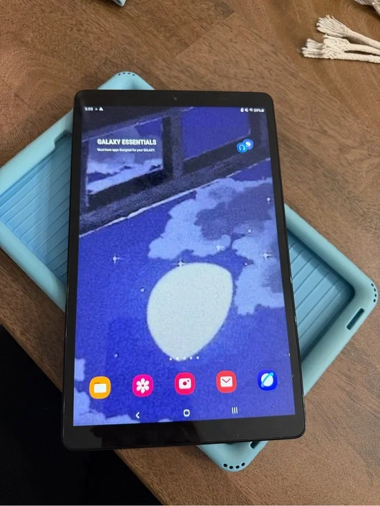 Samsung Tablet with Light Blue Protective Case