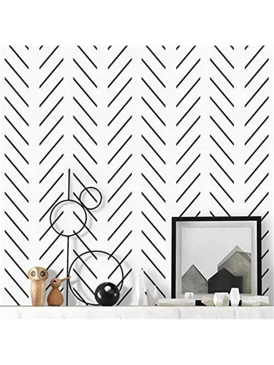 Black and White Peel and Stick Wallpaper Herringbone Contact Paper 17