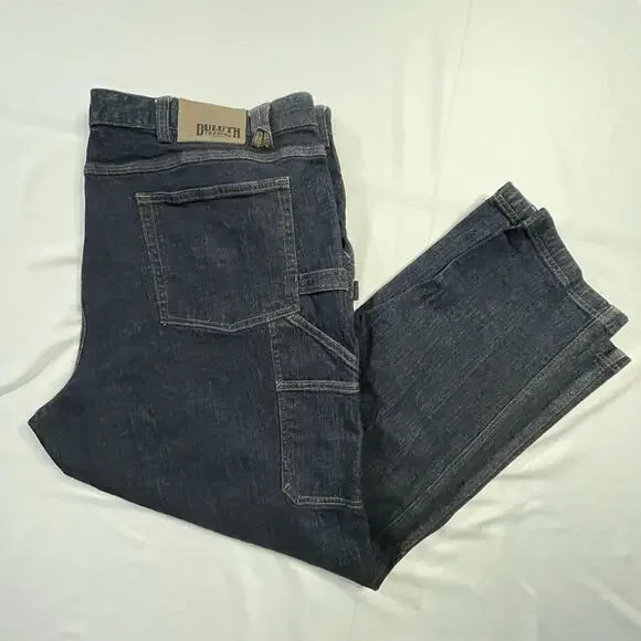 Duluth Trading Co Flex Ballroom Relaxed Fit Carpenter Work Jeans Men 46x32 EUC