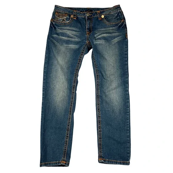 True Religion Joey Big T Flare Jeans Medium Wash Blue Denim Size 34