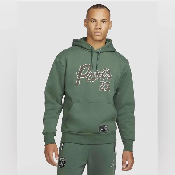 Jordan Paris Saint German PSG Olive Green Hoodie Collab Small