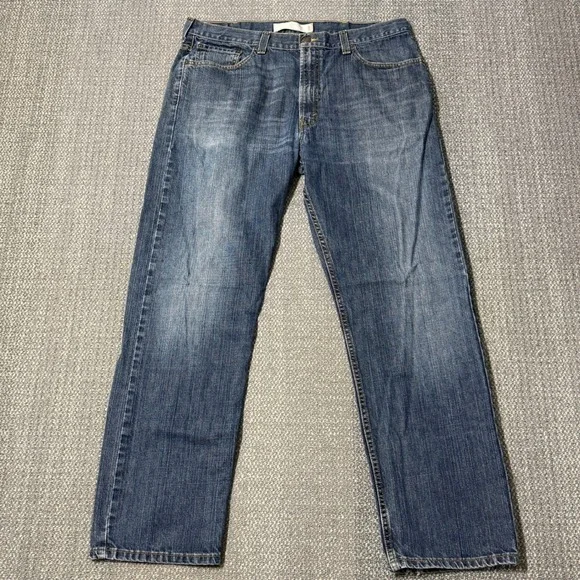 Levi's 505 Jeans Mens‎ 38x32 Straight Leg Blue Whiskered Fade Distressed Y2K