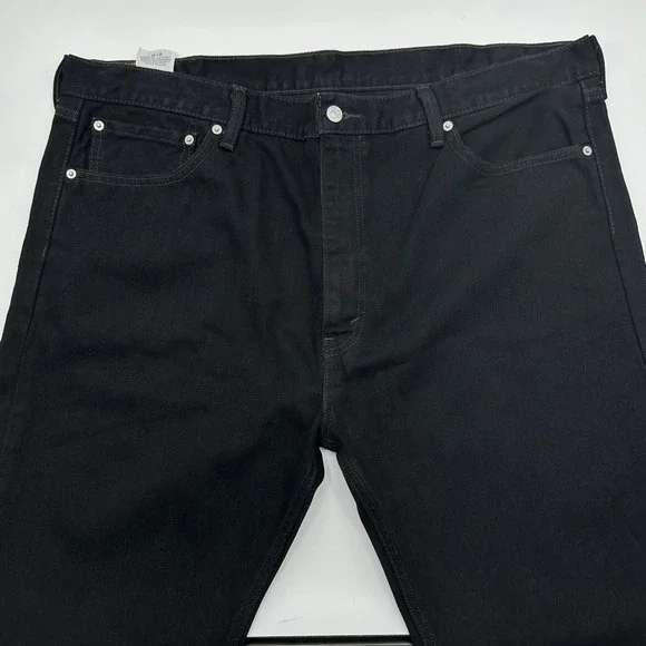Levis 505 Mens Straight Fit Black Denim Jeans 42x32 Cotton 505-0260