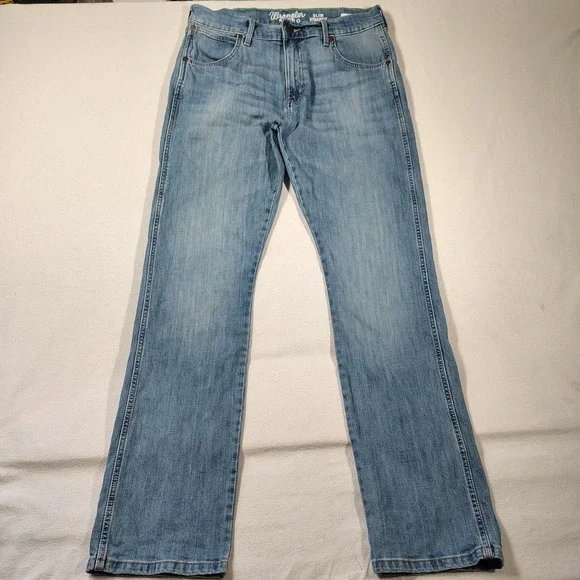 Wrangler Retro Jeans Mens 34x35 Medium Wash Slim Straight Faded 1088MWZJK