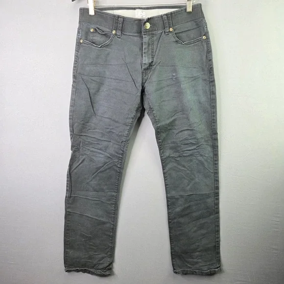Lee Slim Straight Jeans 33x30 Gray Denim Pants Cotton Stretch Casual Work 1846