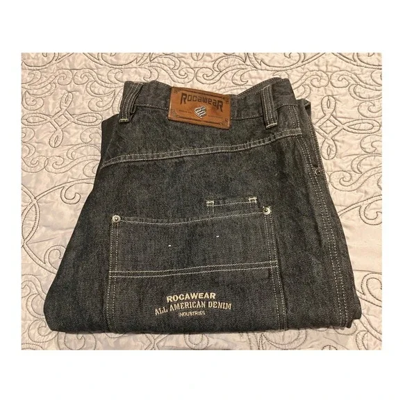 Rocawear All American Denim Carpenter Jeans Mens 40x32 Black Baggy Y2K‎ Hip Hop