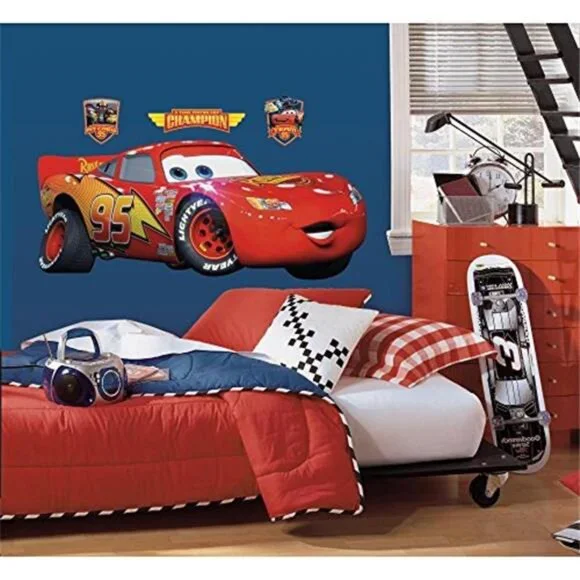 lightning mcqueen wall decals cars peel stick kids room decor removable wall art