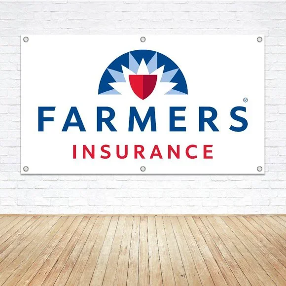 FARMERS INSURANCE Logo Vinyl Banner 1.5 x 2.5ft. Sign Coverage Broker Office New