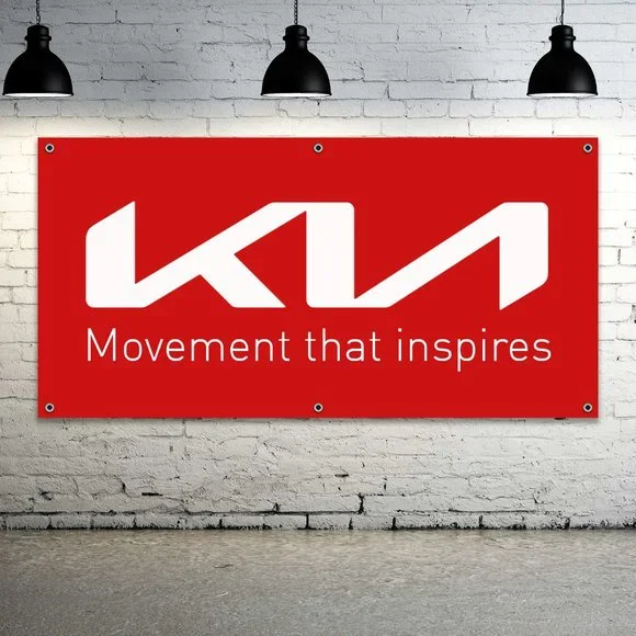 KIA Motors Logo Vinyl Banner 1.5x3ft Sign Auto Car Dealership Dealer Vendor Shop