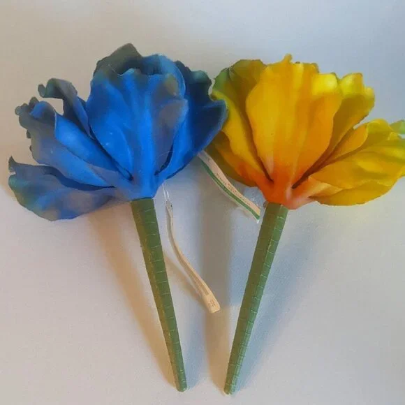 NWT Ashland 2 Blue Yellow Cabbage Succulent Stems Faux Floral Decor Michael's