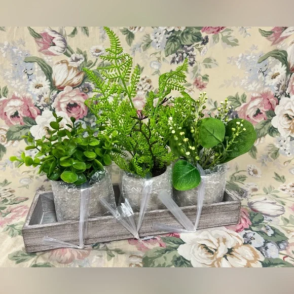 Greenery Trio in Rustic Planters
