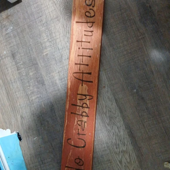 Wooden Sign with Engraved Text