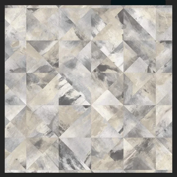 Geometric Gray and Cream Wallpaper