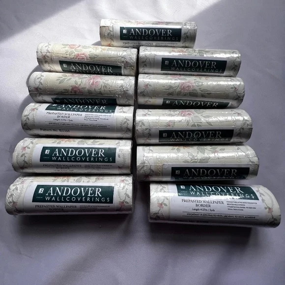 Lot of 11 Andover Wallcoverings Pre-Pasted Wallpaper Border Floral Pattern B3368