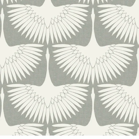New Sealed TEMPAPER grey Feather Flock chalk self- adhesive, removable Wallpaper