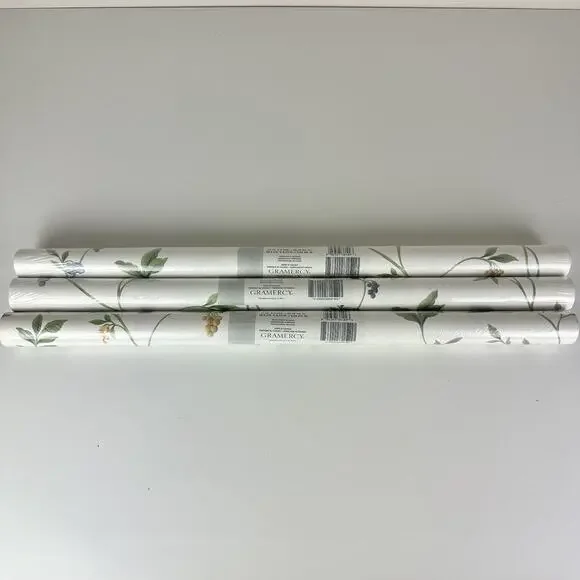 Wallpaper Gramercy Floral Print Pre-pasted Vinyl Strippable Roll 27” x 9 Yards