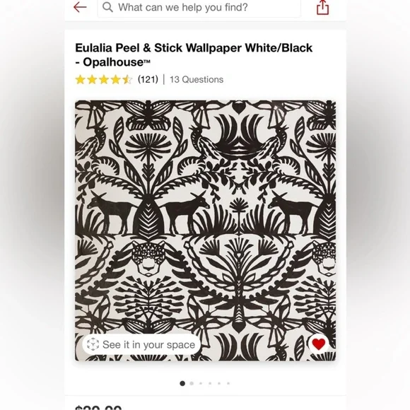 ISO - Opalhouse Eulalia Peel & Stick Wallpaper - Monochrome Jungle