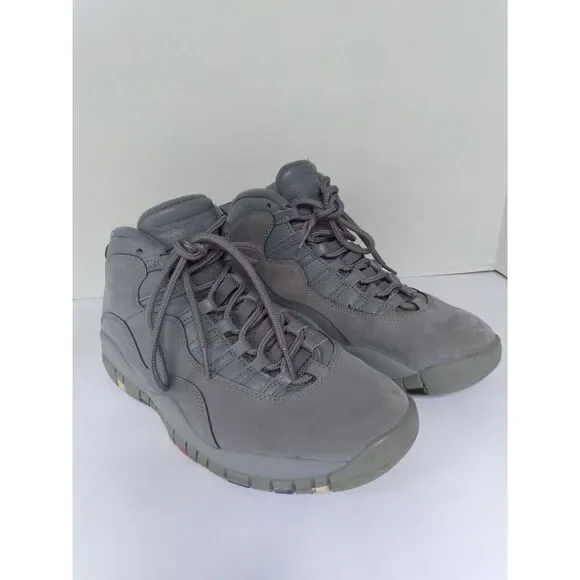 Jordan 10 Retro Sneakers Gray Leather High Top‎ Shoes Casual Comfy