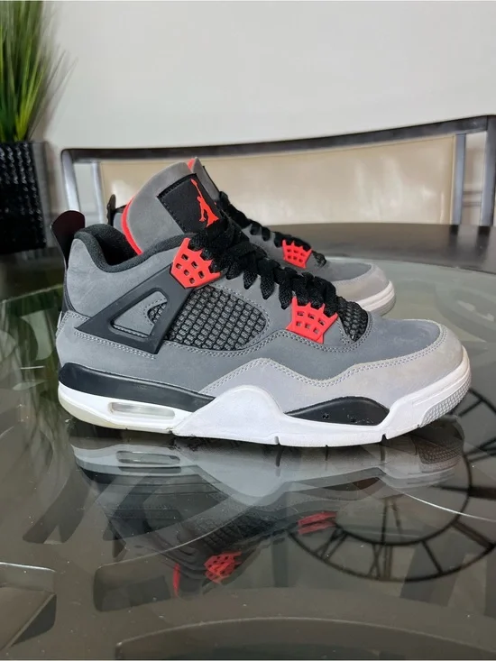Nike Air Jordan 4 Retro Infrared Dark Grey Black White Mens Sz 8.5