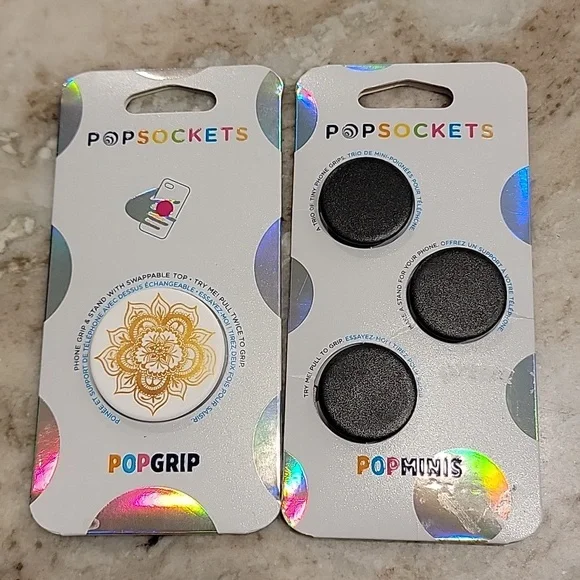NWT POPSOCKET PopMinis Triple Black 3 Pack and FullSize Her Imminence Phone Grip