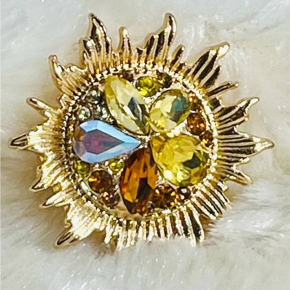 Sunflower Gold and Yellow Decorative Accent Brooch Stunning