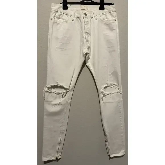EUC Fear of God Fourth Collection White Skinny Jeans