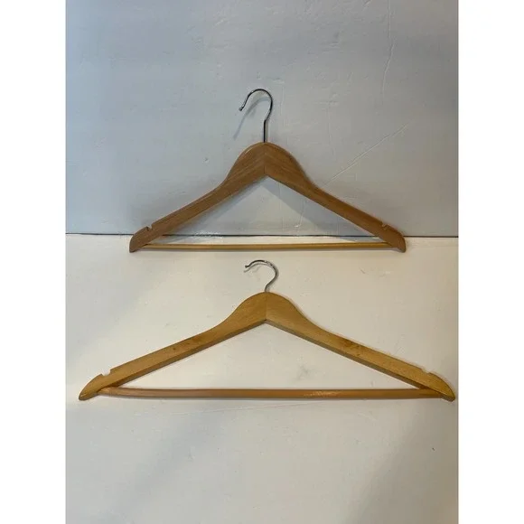 10PK Wooden Hangers for Clothes Wood Durable & Slim Coat Hanger Natural Brown