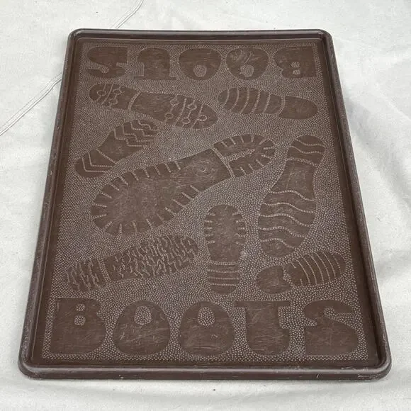 vintage sterilite Brown Plastic Boot Shoe Sneaker Embossed Floor Mat 80s 90s