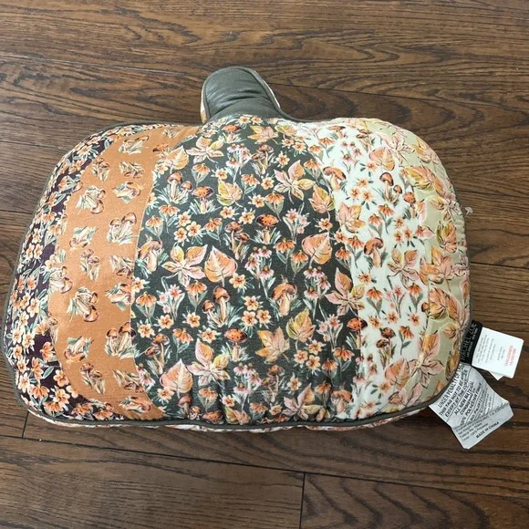 Rachel Zoe Pumpkin Shaped Pillow Floral Mushrooms 19