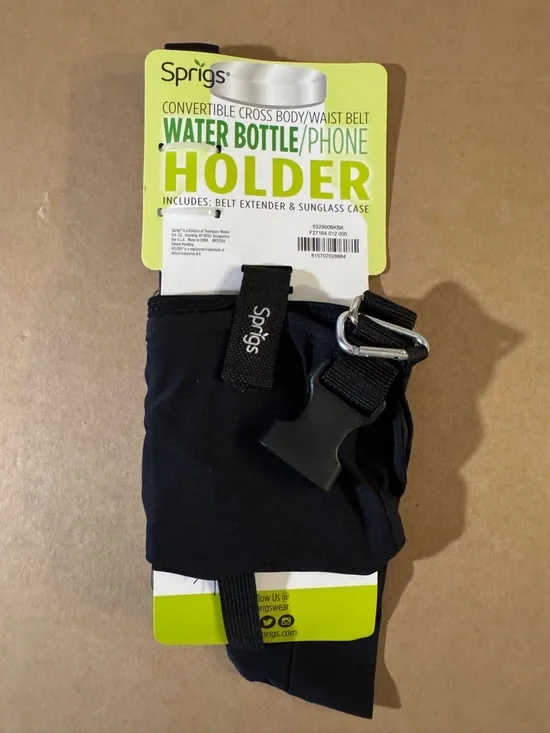 Sprigs Black Convertible Water Bottle & Phone Holder Belt