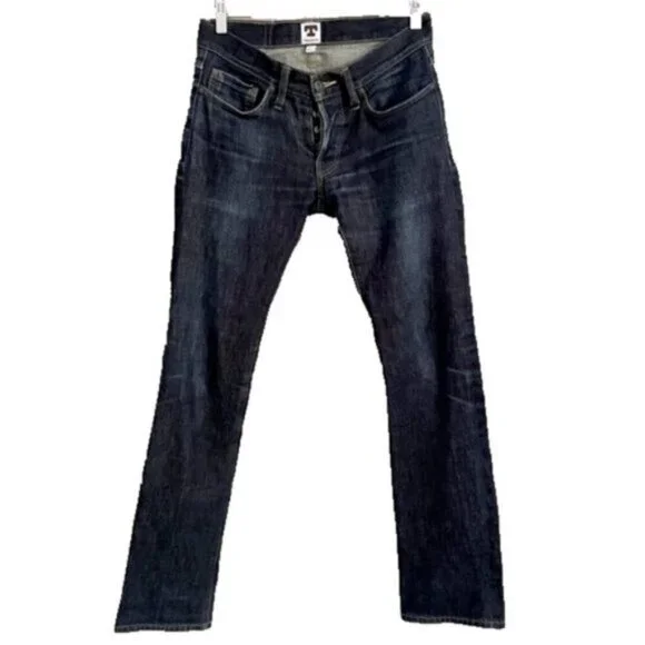 Tellason Dark Wash Low Rise Slim Straight Selvedge Jeans - 28 x 32.5