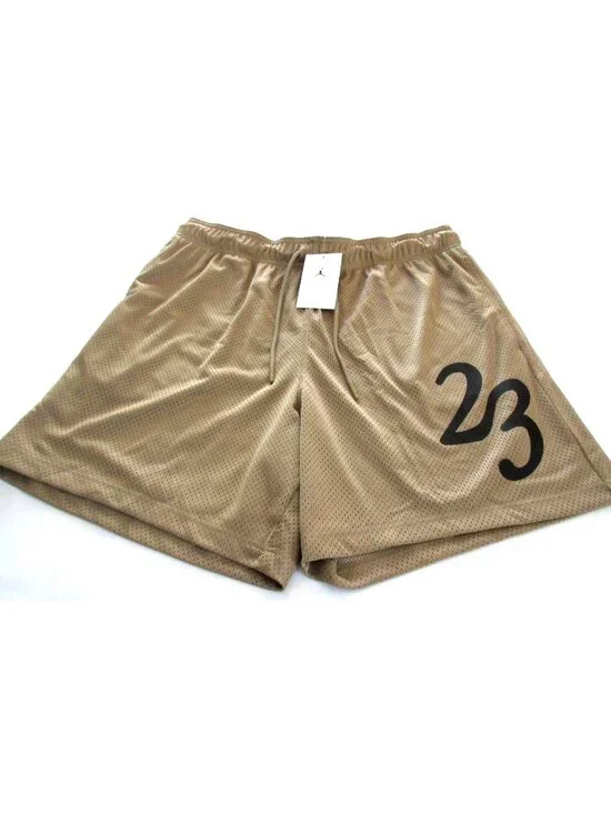 Jordan Men's MVP Mesh 23 Gym Shorts Desert Beige Black Standard Fit NWT