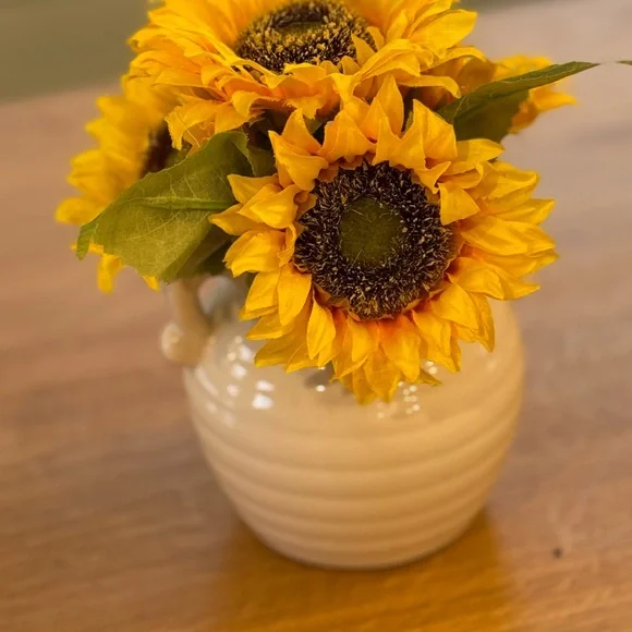 Sunflower Ceramic Vase - Yellow and Cream
