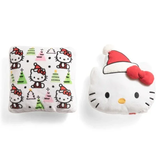 Hello Kitty Christmas Santa Hat Trees Decorative Plush Pillows - Set of Two‎