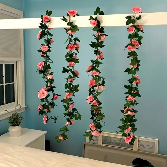Lot of Pink Rose Garland Decor