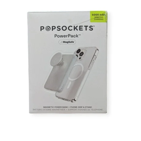 T2-C PopSockets PowerPack 5000mAh MagSafe Power Bank & Grip - White (Tested) ⬇️
